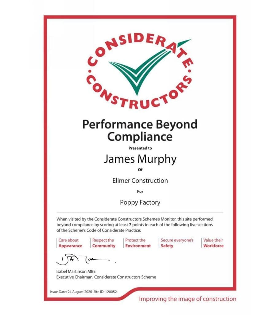 CCS Certificate of Excellence – Poppy Factory